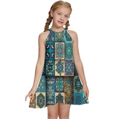 Texture, Pattern, Abstract, Colorful, Digital Art Kids  Halter Collar Waist Tie Chiffon Dress by nateshop