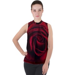 Rose Maroon Mock Neck Chiffon Sleeveless Top by nateshop