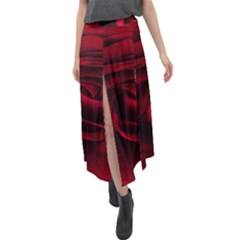 Rose Maroon Velour Split Maxi Skirt by nateshop