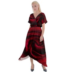 Rose Maroon Cross Front Sharkbite Hem Maxi Dress by nateshop