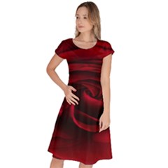 Rose Maroon Classic Short Sleeve Dress