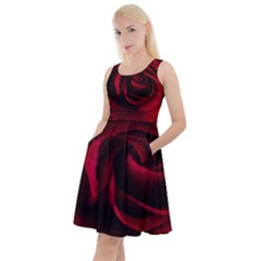 Rose Maroon Knee Length Skater Dress With Pockets by nateshop