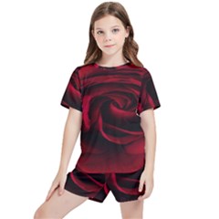 Rose Maroon Kids  T-shirt And Sports Shorts Set by nateshop