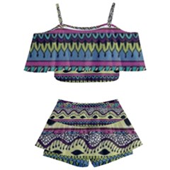 Aztec Design Kids  Off Shoulder Skirt Bikini by nateshop