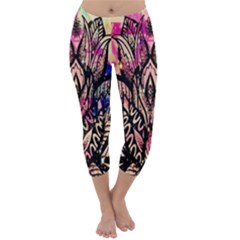 Aztec Flower Galaxy Capri Winter Leggings 