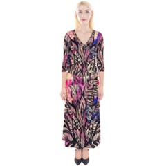 Aztec Flower Galaxy Quarter Sleeve Wrap Maxi Dress by nateshop