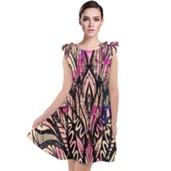 Aztec Flower Galaxy Tie Up Tunic Dress by nateshop