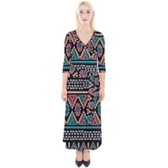 Aztec Wallpaper Quarter Sleeve Wrap Maxi Dress by nateshop