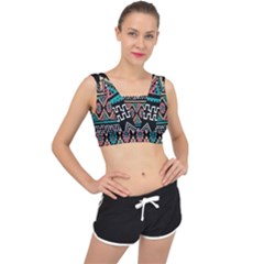 Aztec Wallpaper V-back Sports Bra by nateshop