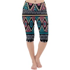Aztec Wallpaper Lightweight Velour Cropped Yoga Leggings