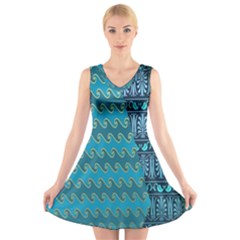 Aztec, Batik V-neck Sleeveless Dress