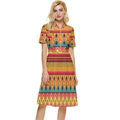 Aztec Button Top Knee Length Dress