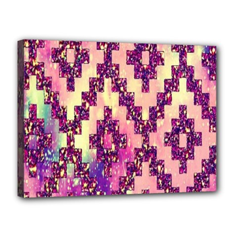 Cute Glitter Aztec Design Canvas 16  X 12  (stretched)