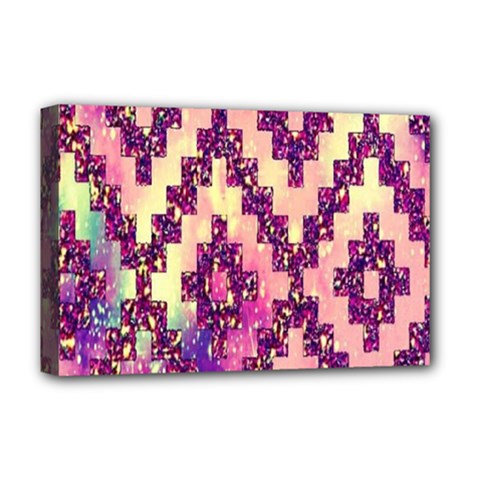 Cute Glitter Aztec Design Deluxe Canvas 18  X 12  (stretched) by nateshop