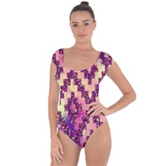 Cute Glitter Aztec Design Short Sleeve Leotard  by nateshop