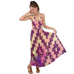 Cute Glitter Aztec Design Backless Maxi Beach Dress by nateshop