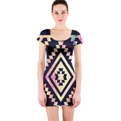 Cute Neon Aztec Galaxy Short Sleeve Bodycon Dress by nateshop