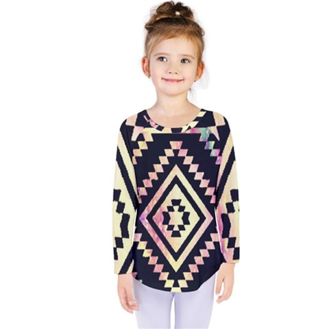 Cute Neon Aztec Galaxy Kids  Long Sleeve T-shirt by nateshop