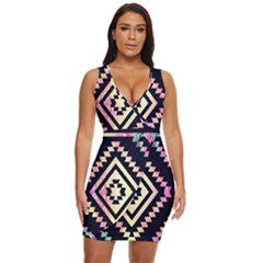 Cute Neon Aztec Galaxy Draped Bodycon Dress