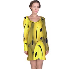 Emoji, Colour, Faces, Smile, Wallpaper Long Sleeve Nightdress by nateshop