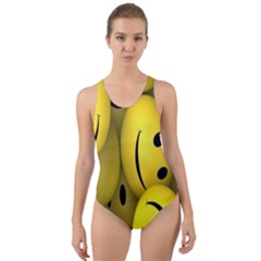 Emoji, Colour, Faces, Smile, Wallpaper Cut-Out Back One Piece Swimsuit