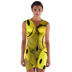 Emoji, Colour, Faces, Smile, Wallpaper Wrap Front Bodycon Dress