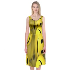 Emoji, Colour, Faces, Smile, Wallpaper Midi Sleeveless Dress by nateshop