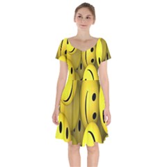 Emoji, Colour, Faces, Smile, Wallpaper Short Sleeve Bardot Dress