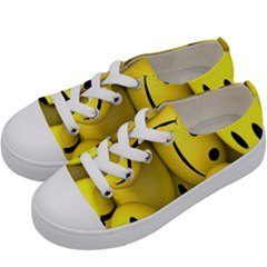 Emoji, Colour, Faces, Smile, Wallpaper Kids  Low Top Canvas Sneakers