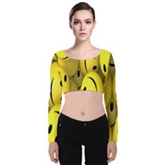 Emoji, Colour, Faces, Smile, Wallpaper Velvet Long Sleeve Crop Top