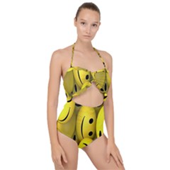 Emoji, Colour, Faces, Smile, Wallpaper Scallop Top Cut Out Swimsuit