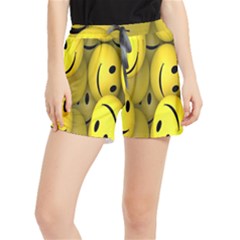 Emoji, Colour, Faces, Smile, Wallpaper Women s Runner Shorts