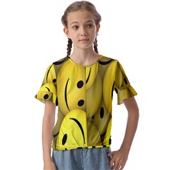 Emoji, Colour, Faces, Smile, Wallpaper Kids  Cuff Sleeve Scrunch Bottom T-Shirt