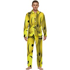 Emoji, Colour, Faces, Smile, Wallpaper Men s Long Sleeve Velvet Pocket Pajamas Set