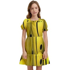 Emoji, Colour, Faces, Smile, Wallpaper Kids  Puff Sleeved Dress