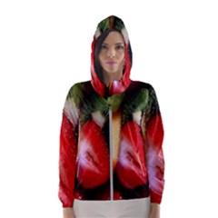 Fruits, Food, Green, Red, Strawberry, Yellow Women s Hooded Windbreaker by nateshop