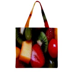 Fruits, Food, Green, Red, Strawberry, Yellow Zipper Grocery Tote Bag by nateshop