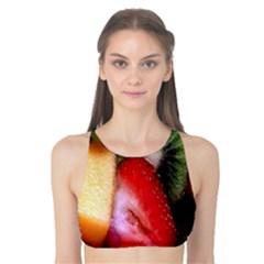 Fruits, Food, Green, Red, Strawberry, Yellow Tank Bikini Top by nateshop