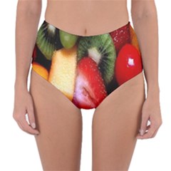Fruits, Food, Green, Red, Strawberry, Yellow Reversible High-waist Bikini Bottoms by nateshop