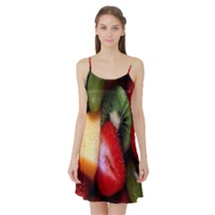 Fruits, Food, Green, Red, Strawberry, Yellow Satin Night Slip by nateshop