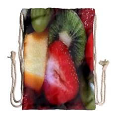 Fruits, Food, Green, Red, Strawberry, Yellow Drawstring Bag (large) by nateshop