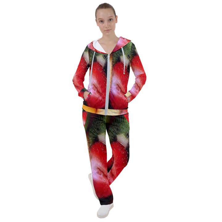 Fruits, Food, Green, Red, Strawberry, Yellow Women s Tracksuit