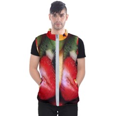 Fruits, Food, Green, Red, Strawberry, Yellow Men s Puffer Vest by nateshop