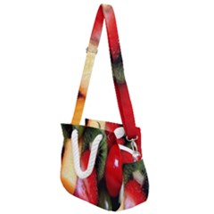 Fruits, Food, Green, Red, Strawberry, Yellow Rope Handles Shoulder Strap Bag by nateshop