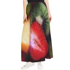 Fruits, Food, Green, Red, Strawberry, Yellow Maxi Chiffon Skirt by nateshop