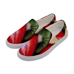 Fruits, Food, Green, Red, Strawberry, Yellow Women s Canvas Slip Ons by nateshop