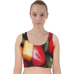 Fruits, Food, Green, Red, Strawberry, Yellow Velvet Racer Back Crop Top by nateshop