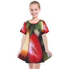 Fruits, Food, Green, Red, Strawberry, Yellow Kids  Smock Dress by nateshop