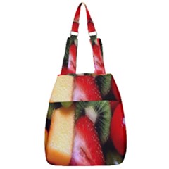 Fruits, Food, Green, Red, Strawberry, Yellow Center Zip Backpack by nateshop