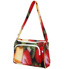 Fruits, Food, Green, Red, Strawberry, Yellow Front Pocket Crossbody Bag by nateshop